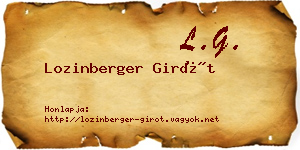 Lozinberger Girót névjegykártya
